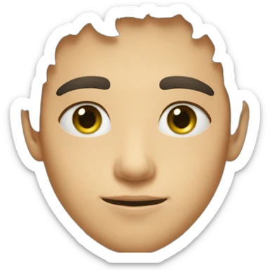 A young man with very short dark hair and light green eyes and dig cheeks sticker