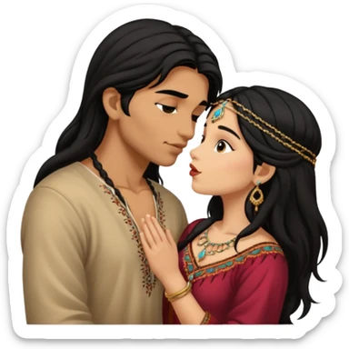A gypsy girl and an Indian boy kissing? sticker