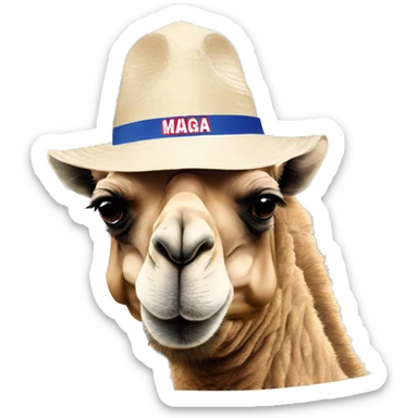 camel wearing a MAGA hat and soaking in a hot tub sticker