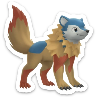 Trico-Sergal-Furret-Ferret-Wolverine-Vernid-fusion-Fakemon-animal-hybrid-creature, full body sticker