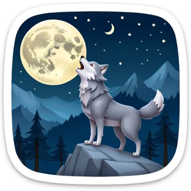 Wolf & moon  sticker