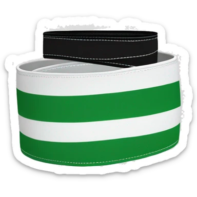 bjj belt green and white(white stripe horizontally through middle) with black tip with 2 white stripes  vertically through it sticker