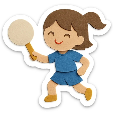 paper craft style brown-haired girl playing tamburello sport sticker