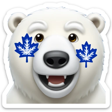 Polar bear wearing Toronto maple leaf sticker