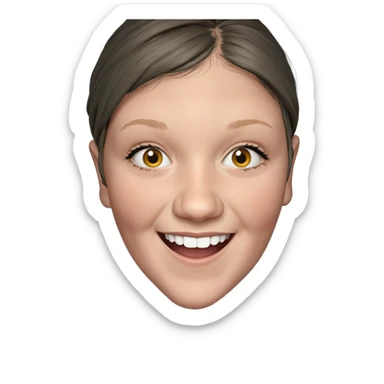 smiling girl in grey hoodie sticker