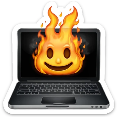 burning laptop sticker