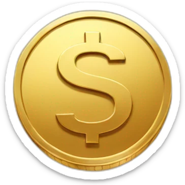 a golden coin with dollar sign sticker