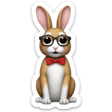 Rabit with ornje tuhg life glasses sticker