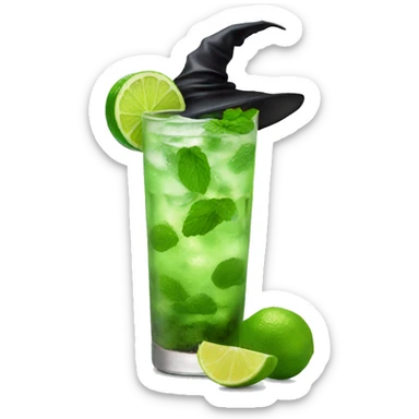 Mojito with witch hat sticker