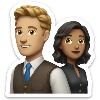 Blue eye white man and Hispanic woman  sticker