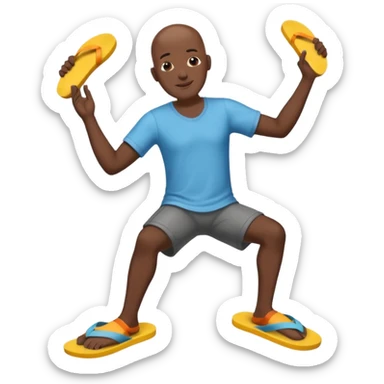 Black bald man tapping his flip flops  sticker