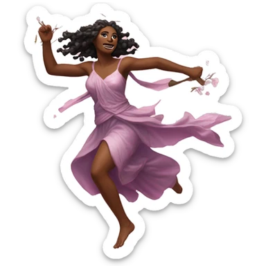 Beltane cherry blossom Pagan goddess sprinting, with a large stride and arms outstretched sticker
