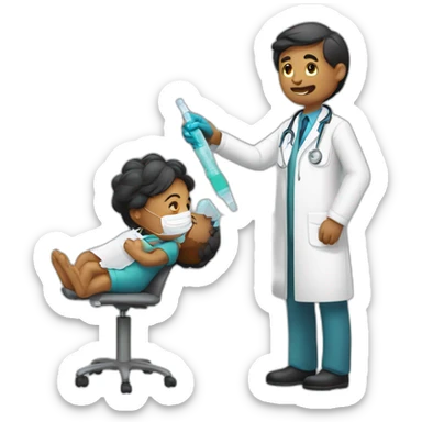 doctor giving a vaccine sticker