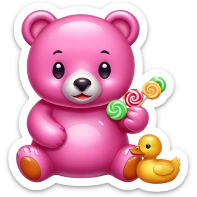 pink  bear duck jelly candy  sticker