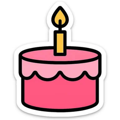 a pink cake, color outline icon style sticker
