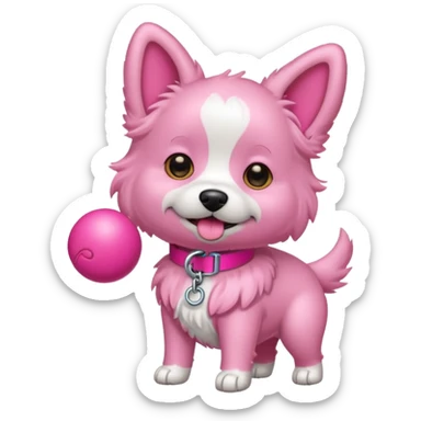 pink girly dog playing fetch sticker
