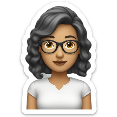 Una mujer de 36 años, piel morena clara, lentes blancos, cabello negro  sticker