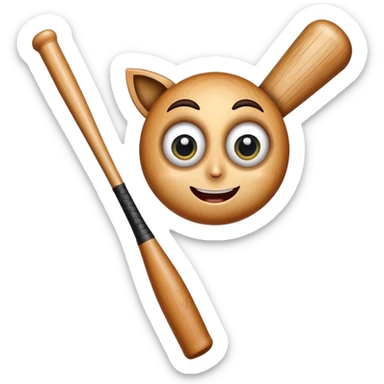Baseball bat with big eyes and a happy expression sticker