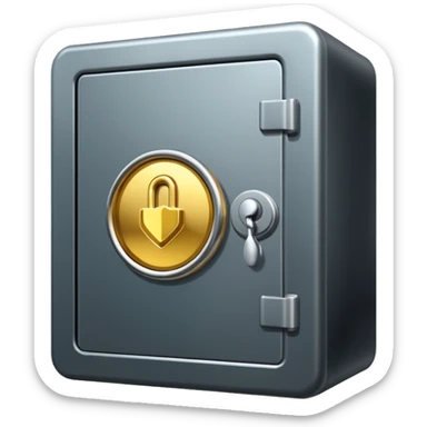 A safe is slightly open and gold is peeking out from inside. sticker