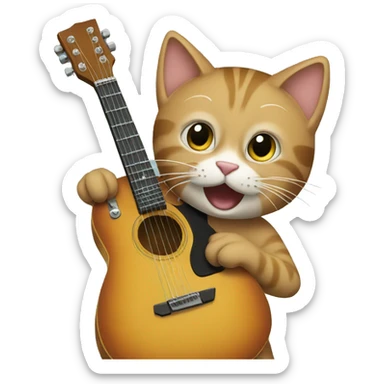 a cat palying guitar sticker