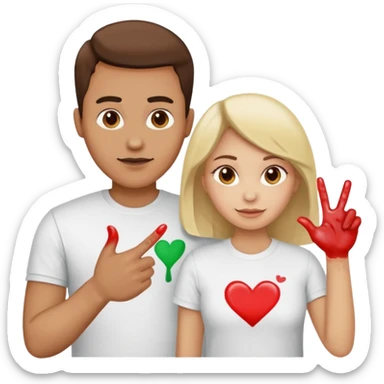 man has a shirt that says i love to finger paint and the womans shirt says am paint sticker