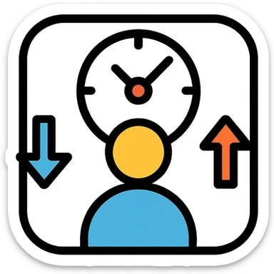 app icon with a person and arrows indicating in and out, for an hours management system, modern icon style sticker