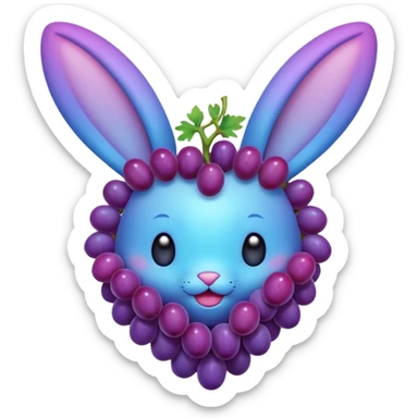 Fade from blue to purple heart emoji with bunny ears and vinegrape sticker