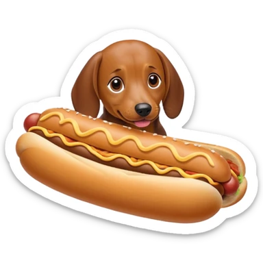 A Weiner dog inside a hotdog bun sticker