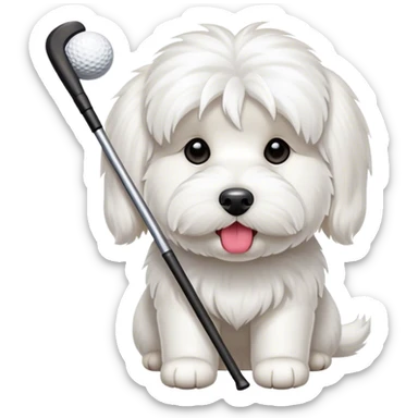coton de tulear with golf club in mouth sticker
