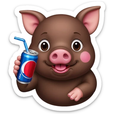 Pig drinking Pepsi ￼ sticker