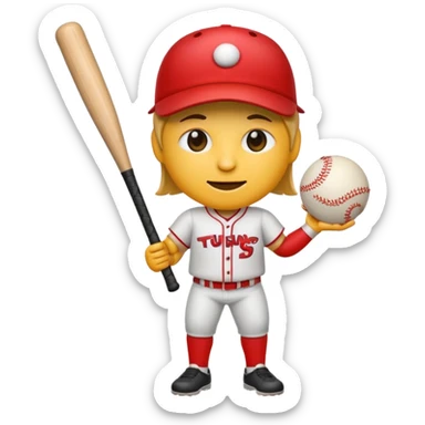 Tung Tung Tung Sagur emoji, a baseball bat with legs and arms and a face with a slight smile, holding a baseball bat sticker