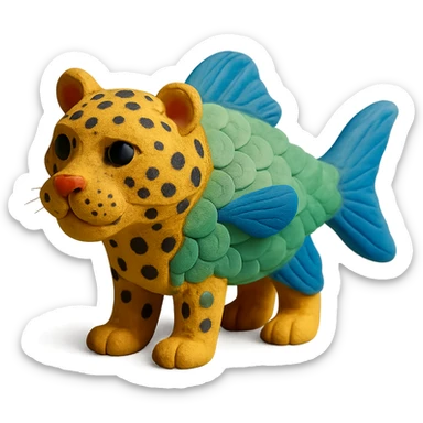 leopard with fish scales and fins sticker
