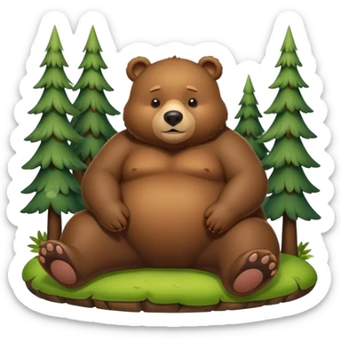 chubby bear lounging in a sunny forest sticker