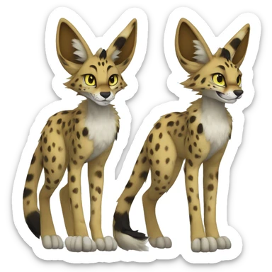 Anthro Fursona Sergal-Serval-Vernid full body sticker