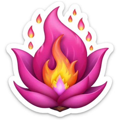 Floating hyper-realistic pink-magenta ember-flame sticker