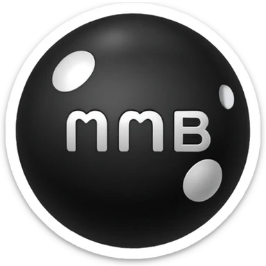 Black Ball with MB written on it sticker