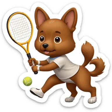 dog playing tennis sticker