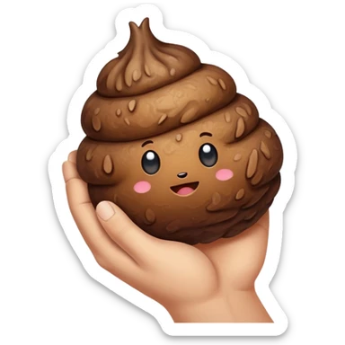 hand holding poo sticker