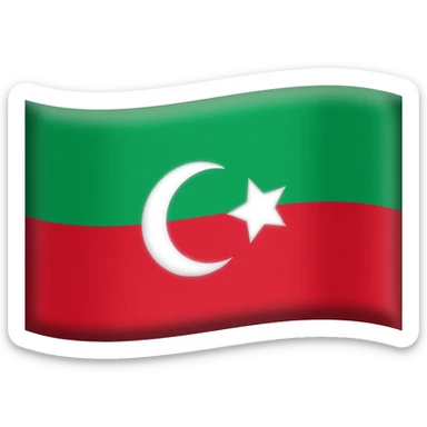 Flags with horizontal top half green bottom half red with a crescent and star in the middle sticker