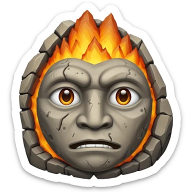 stone idol face in Volcano Island sticker