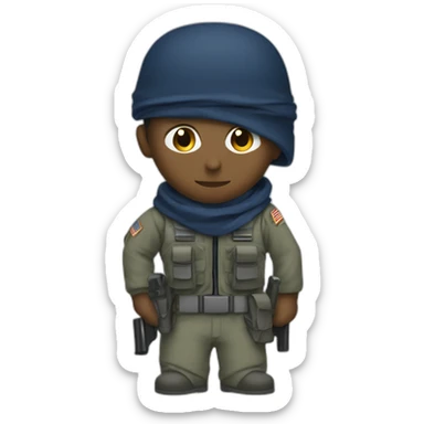 soldier with navy-blue bandana and gray sneaking suit sticker