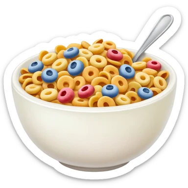 a bowl of cereal, vibrant colors, simple, clear sticker