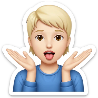 Tongue out with hands to the side  sticker