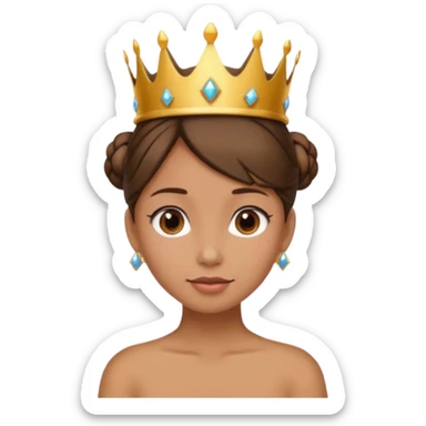 tạo cho tôi 1 cô gái da hơi ngăm đen đội vương miện và búi tóc sticker