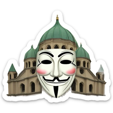 guy fawkes mask containing st basils cathedral sticker