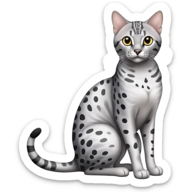 Egyptian Mau cat full body sitting with black eyes sticker