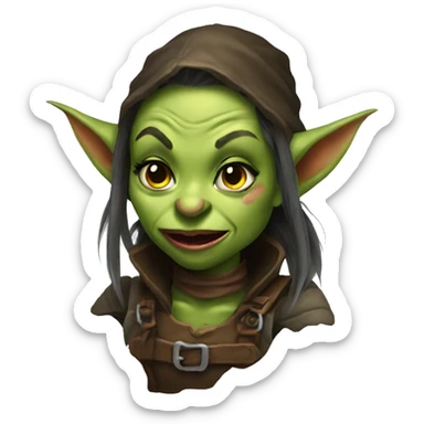 female goblin rogue sticking tongue out sticker