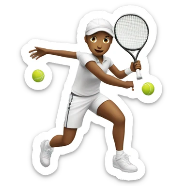 Tennis player playing tennis white sticker