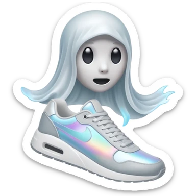A holographic ghost wearing sneakers sticker
