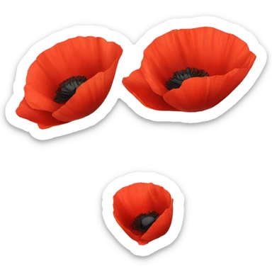 three red poppies with stems sticker